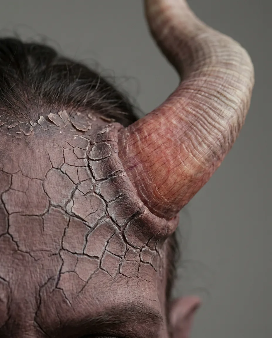Macro study of the tiefling's horn.